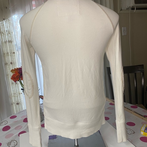 * Abercrombie & Fitch medium full zip thin sweatshirt Cream Tan Jacket - Picture 2 of 7